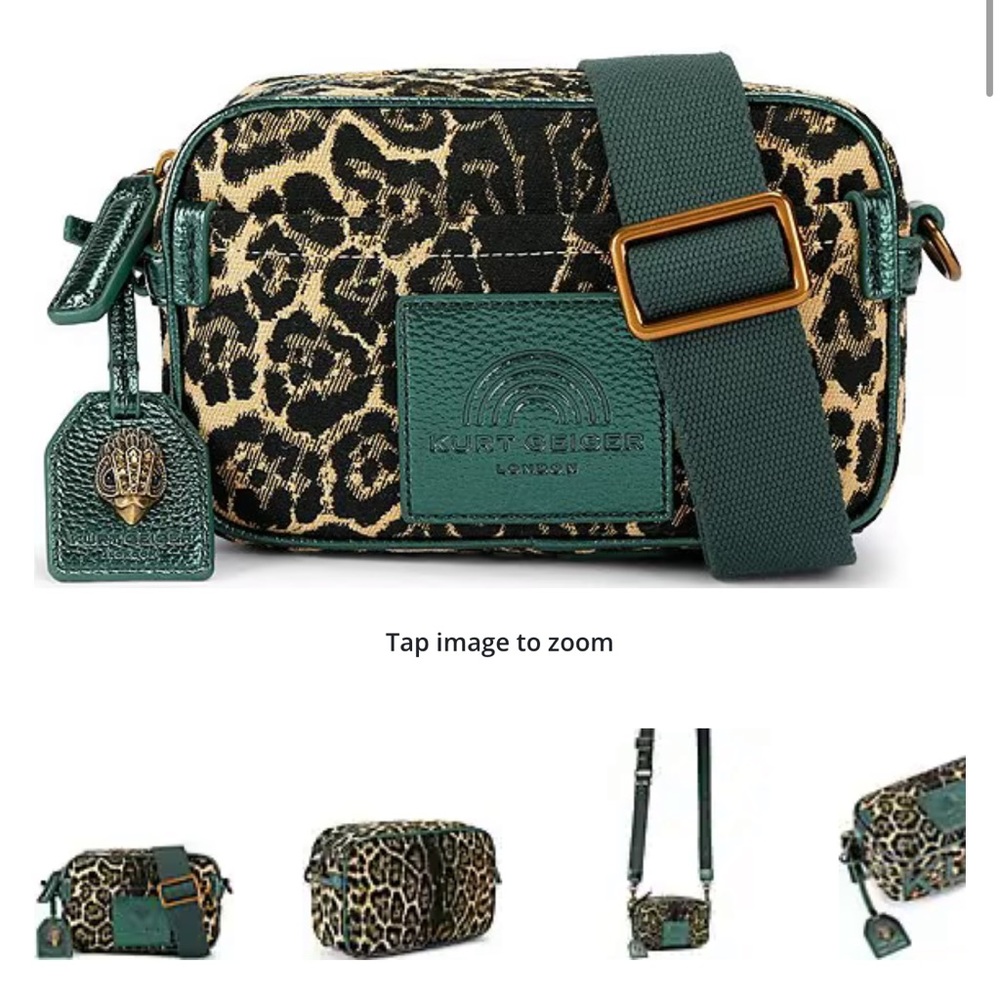 Kurt Geiger Green and Leopard Print  Crossbody Bag